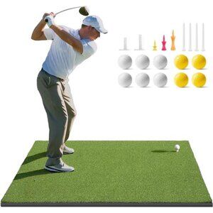 Golf Mat, 5x4ft & 5x5ft Golf Hitting Mats Practice with 10 Golf Balls, 9 Golf